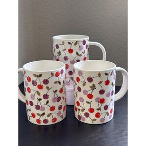 Room Essentials cherry print stoneware mug 16 oz, ceramic coffee cup, cute fruit
